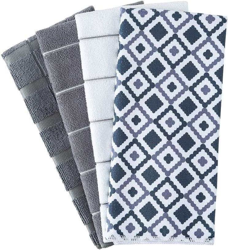 kutkutstyle 45X65cm EZYHOME Pack of 4 High Absorbent Microfiber Absorbent Geometry Set and Lint Free Washable & Reusable Multi-Purpose Kitchen Towels (Size:65 x45cm, 350gsm)